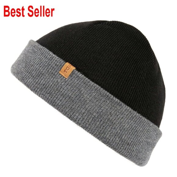Merino Wool Fisherman Beanie Dual Layer Knit Hat Large Head Fit main image 5
